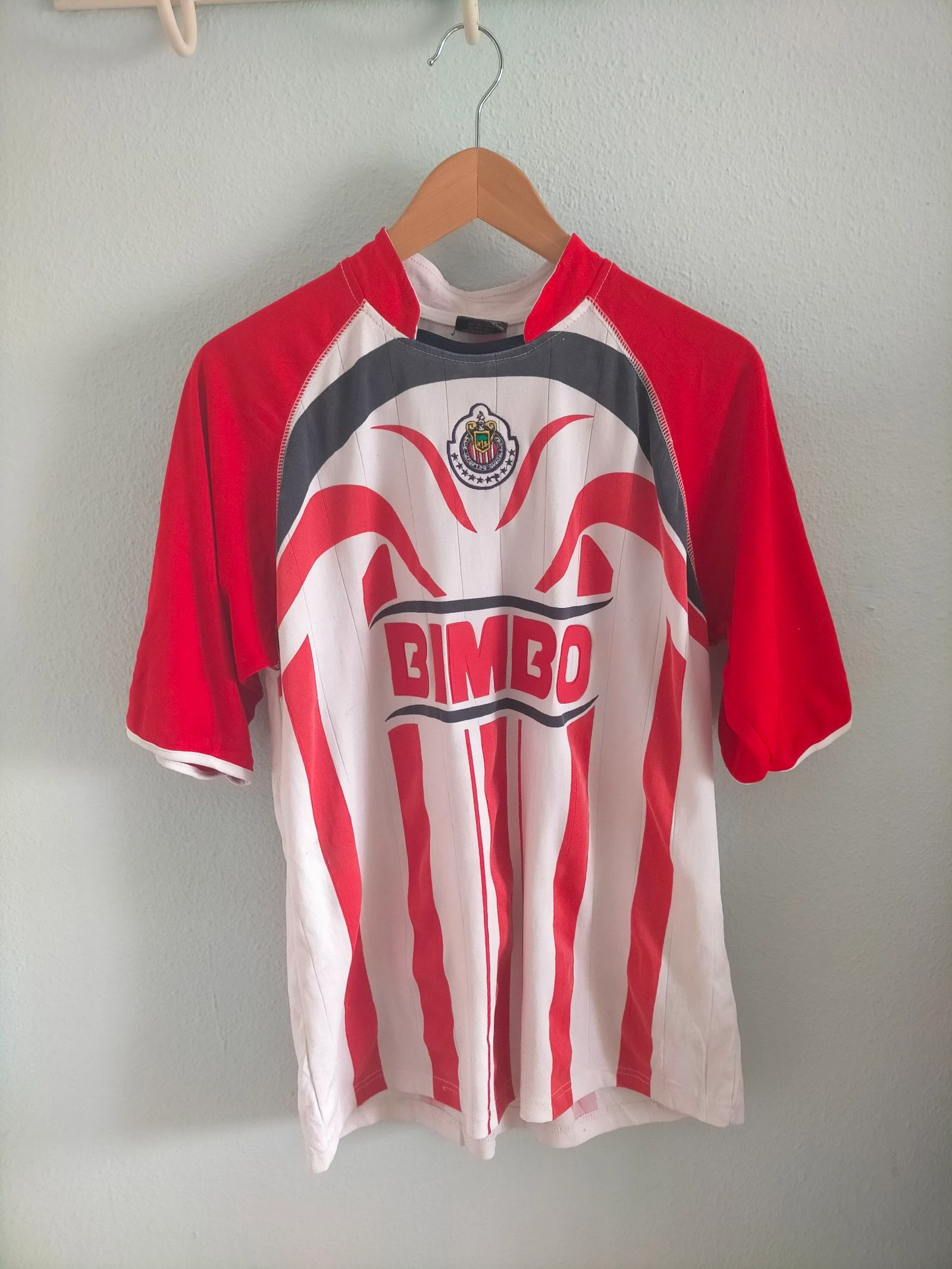 Chivas Guadalajara Football Shirt Bimbo Sponsor Goler Vintage Style Red White Jersey Mexico 